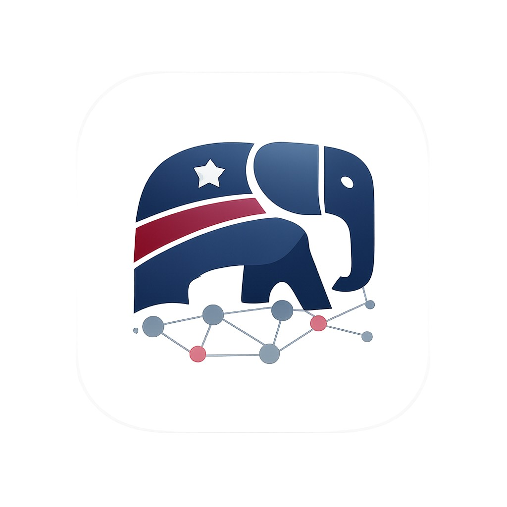 Think Right logo: a navy elephant with a red sash above a connected network